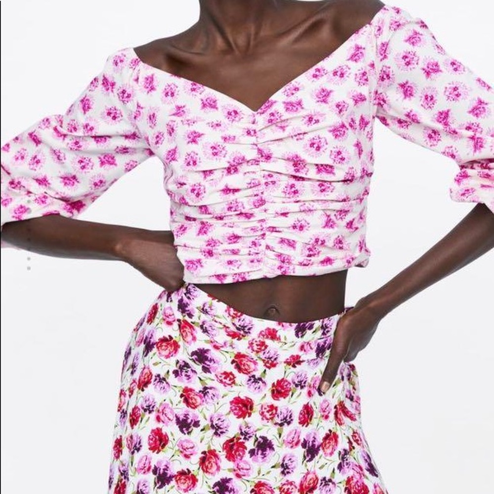 Zara floral Print Draped Top